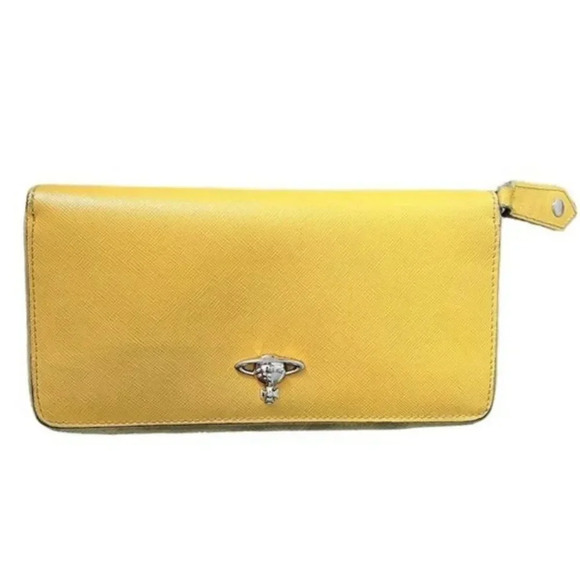 Vivienne Westwood Handbags - Vivienne Westwood Yellow Zip-Around Wallet Credit Card Holder